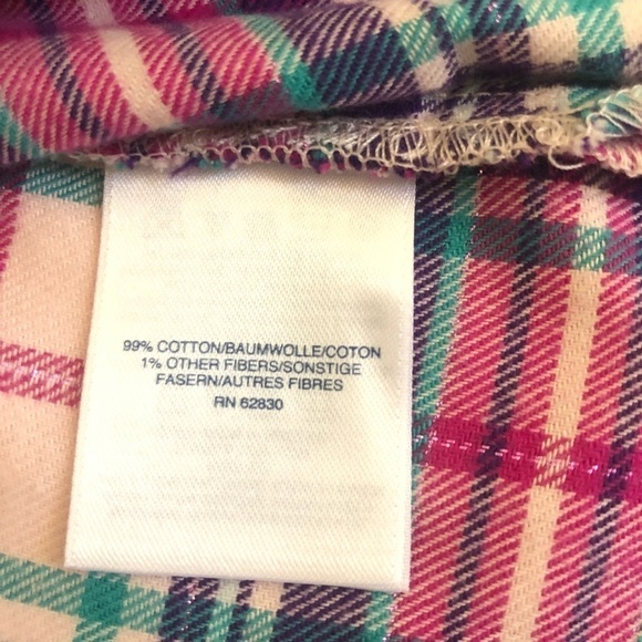 Land’s End Girls Button Down Flannel Shimmer Plaid Shirt Size L-14 - Picture 7 of 15